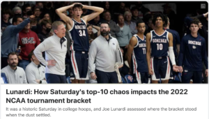 Read more about the article College Basketball | Seeds #1 through #6 lose in same day for first time ever, February 26, 2022 (in huge Saturn-Ritual)
