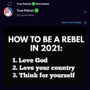Read more about the article HOW TO BE A REBEL IN 2021: 1. Love God 2. Love your country 3. Think for yourself