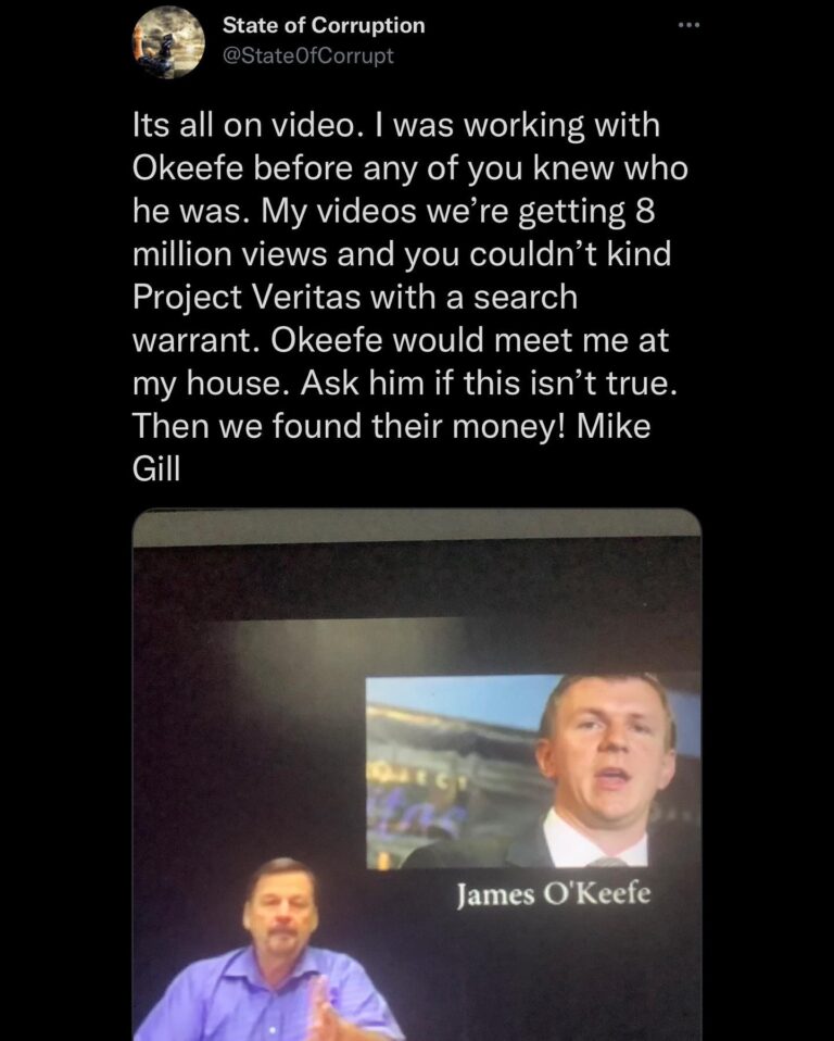 Read more about the article Its all on video. I was working with Okeefe before any of you knew who he was. My videos we’re getting 8 million views and you couldn’t kind Project Veritas with a search warrant. Okeefe would meet me at my house. Ask him if this isn’t true. Then we found their money! Mike Gill