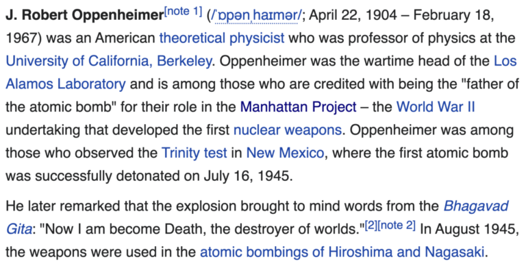 Read more about the article J. Robert Oppenheimer, Trinity Test & September 11, 2001 56-years later… as well as 2022, 77-years later