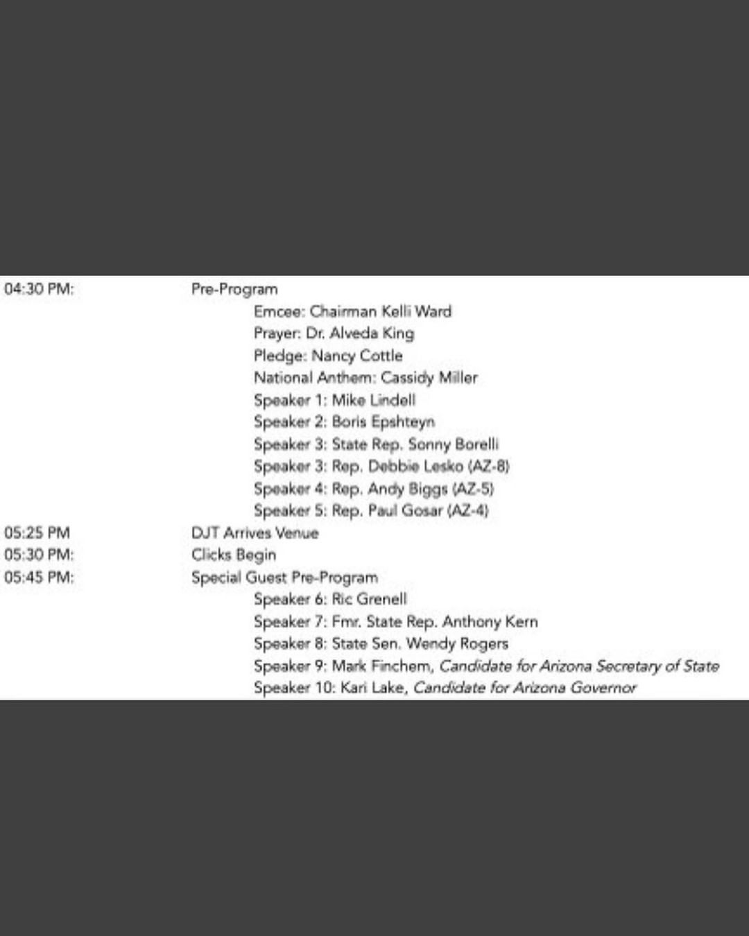 You are currently viewing Trump rally schedule, not one speaker is from Flynn’s crew just saying