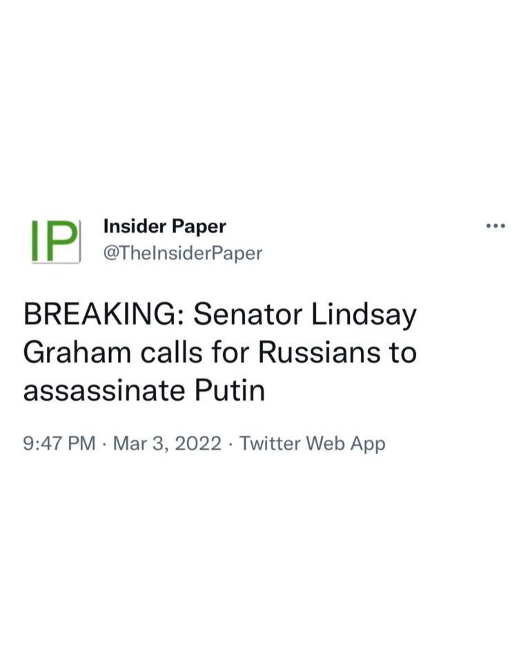 Read more about the article BREAKING: Senator Lindsay Graham calls for Russians to assassinate Putin
