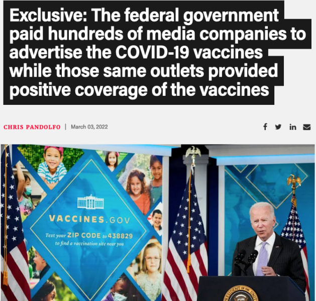 Read more about the article Exclusive: The federal government paid hundreds of media companies to advertise the COVID-19 vaccines while those same outlets provided positive coverage of the vaccines