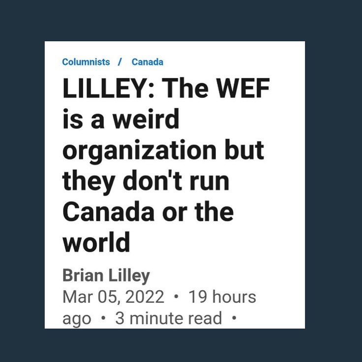 Read more about the article LILLEY: The WEF is a weird organization but they don’t run Canada or the world