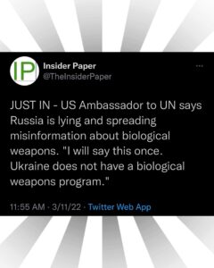 Read more about the article JUST IN – US Ambassador to UN says Russia is lying and spreading misinformation about biological weapons. “l will say this once. Ukraine does not have a biological weapons program.”