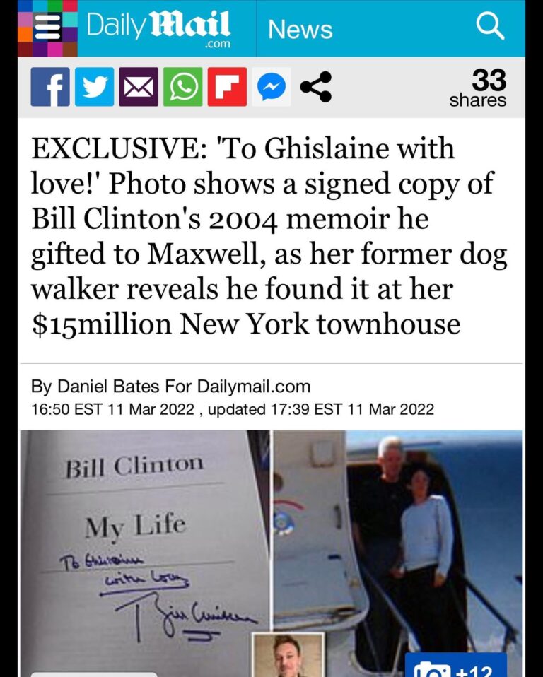 Read more about the article EXCLUSIVE: ‘To Ghislaine with love!’ Photo shows a signed copy of Bill Clinton’s 2004 memoir he gifted to Maxwell, as her former dog walker reveals he found it at her $15million New York townhouse
