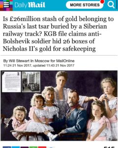 Read more about the article Is É26million stash of gold belonging to Russia’s last tsar buried by a Siberian railway track? KGB file claims anti- Bolshevik soldier hid 26 boxes of Nicholas II’s gold for safekeeping