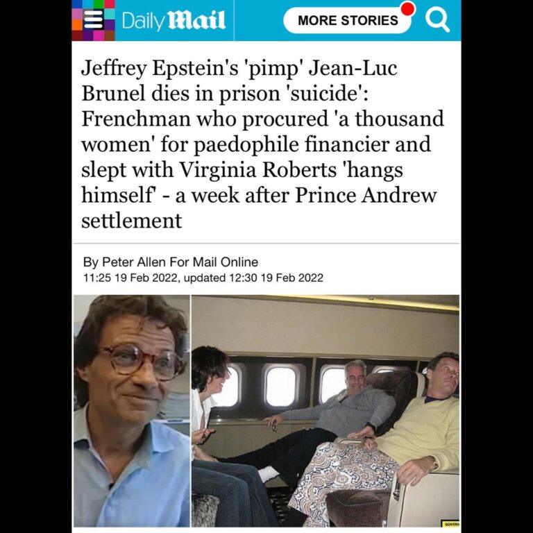 Read more about the article Jeffrey Epstein’s ‘pimp’ Jean-Luc Brunel dies in prison ‘suicide’: Frenchman who procured ‘a thousand women’ for paedophile financier and slept with Virginia Roberts ‘hangs himself – a week after Prince Andrew settlement