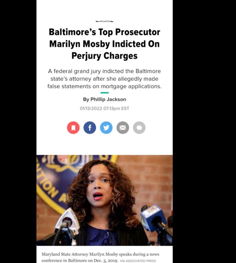 Read more about the article SOROS PROSECUTOR TAKEN DOWN – Baltimore’s Top Prosecutor Marilyn Mosby Indicted On Perjury Charges
