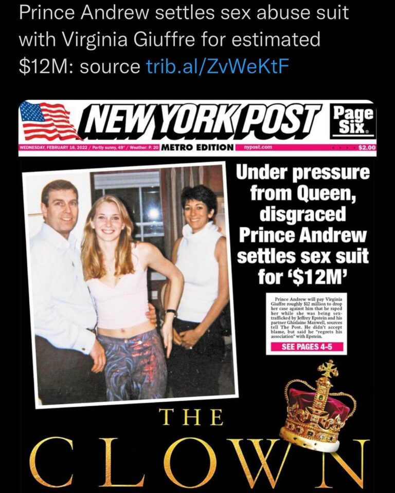 Read more about the article Prince Andrew settles sex abuse suit with Virginia Giuffre for estimated $12M: source trib.al/ZvWeKtF