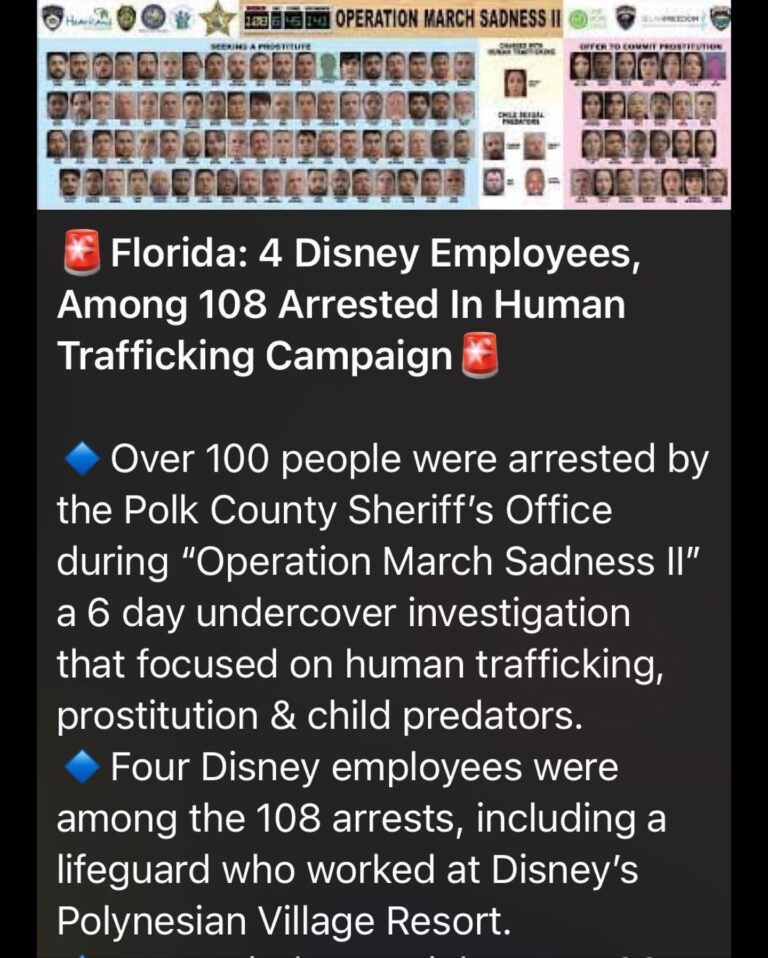Read more about the article Florida: 4 Disney Employees, Among 108 Arrested In Human Trafficking Campaign