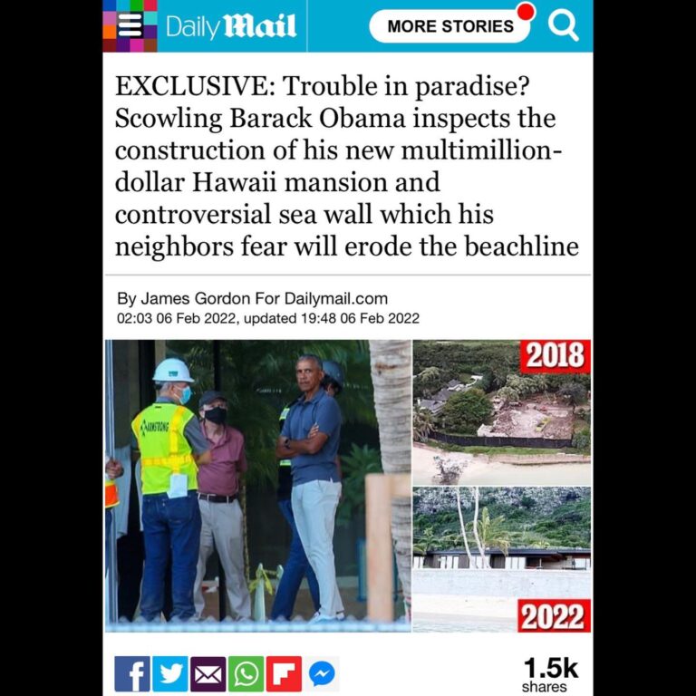 Read more about the article EXCLUSIVE: Trouble in paradise? Scowling Barack Obama inspects the construction of his new multimillion- dollar Hawaii mansion and controversial sea wall which his neighbors fear will erode the beachline