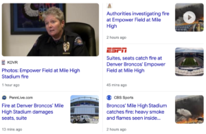 Read more about the article Fire at Denver Bronco’s Empower Field, March 24, 2022, on Peyton Manning’s 46th birthday