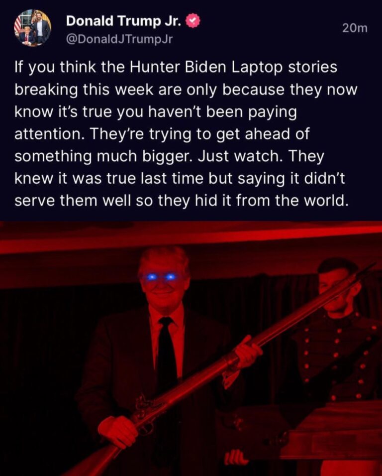 Read more about the article If you think the Hunter Biden Laptop stories breaking this week are only because they now know it’s true you haven’t been paying attention. They’re trying to get ahead of something much bigger. Just watch. They knew it was true last time but saying it didn’t serve them well so they hid it from the world.
