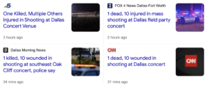 Read more about the article 1 killed, 10 injured in supposed Dallas concert shooting, April 2, 2022