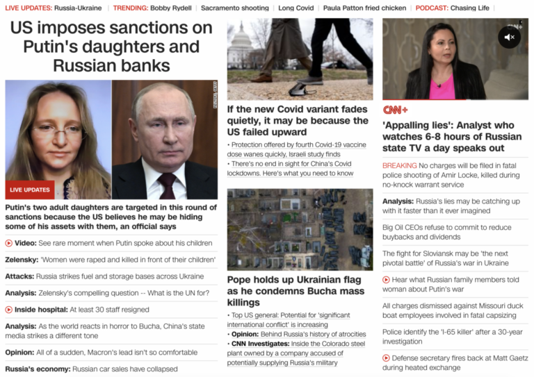 Read more about the article US imposes sanctions on Putin’s daughters and Russian banks, April 6, 2022, the 42nd day of the war, 181-days after Putin’s birthday