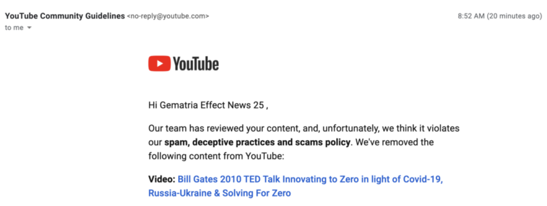 Read more about the article For showing the clear parallels between Covid-19 and Russia-Ukraine in relation to Bill Gates 2010 TED Talk, Innovating to Zero, Google took me down for “spam, deceptive practices and scams”