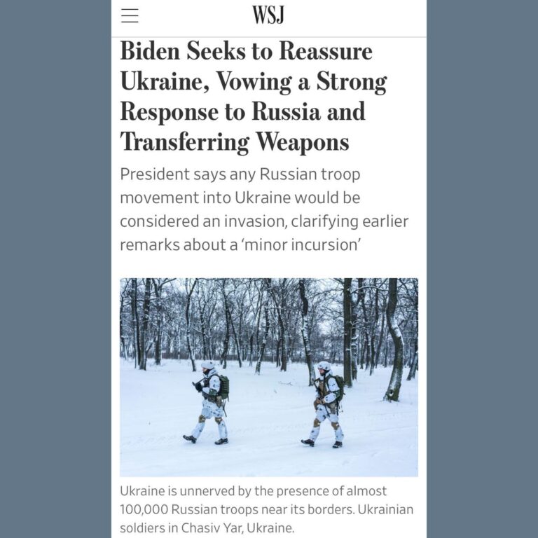 Read more about the article Biden Seeks to Reassure Ukraine, Vowing a Strong Response to Russia and ‘transferring Weapons
