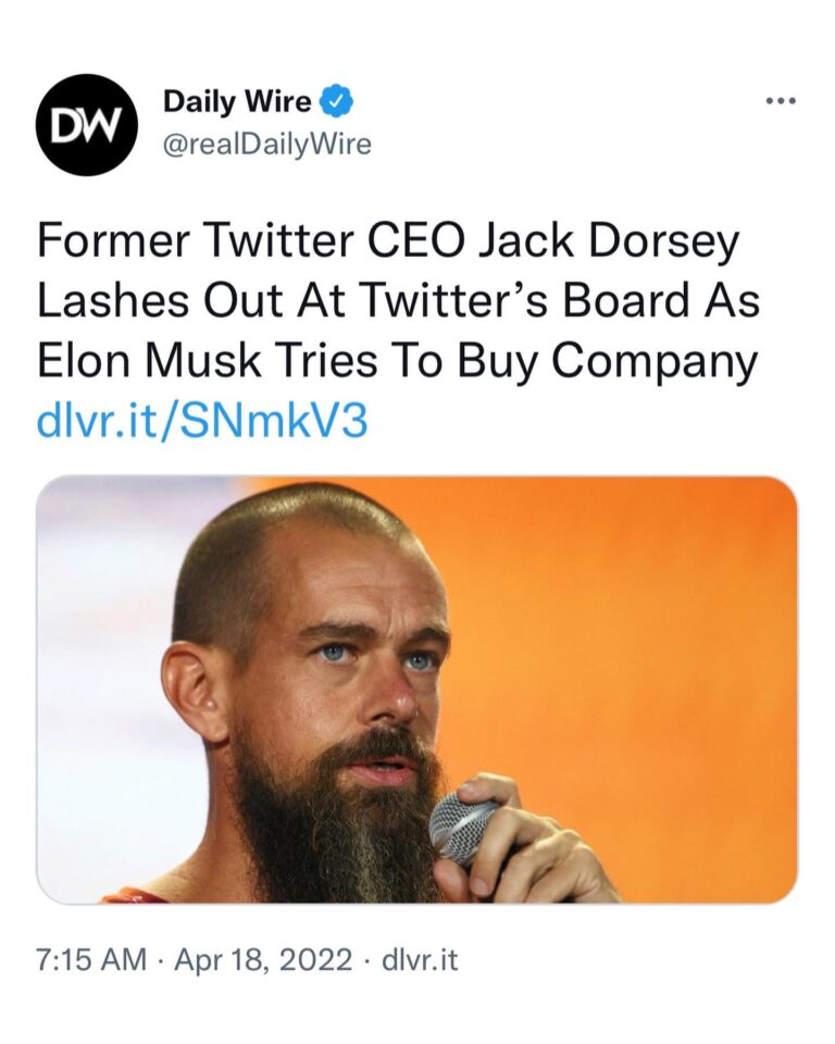 Read more about the article Former Twitter CEO Jack Dorsey Lashes Out At Twitter’s Board As Elon Musk Tries To Buy Company