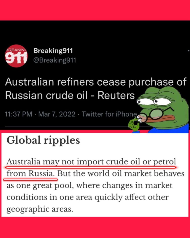 Read more about the article Australia doesn’t actually import oil from Russia. 
I’m a bit confused on them c