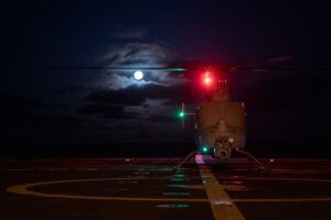 Read more about the article Where’s the pilot? Safe and sound back on the ship   

An MQ-8C Fire Scout #unm