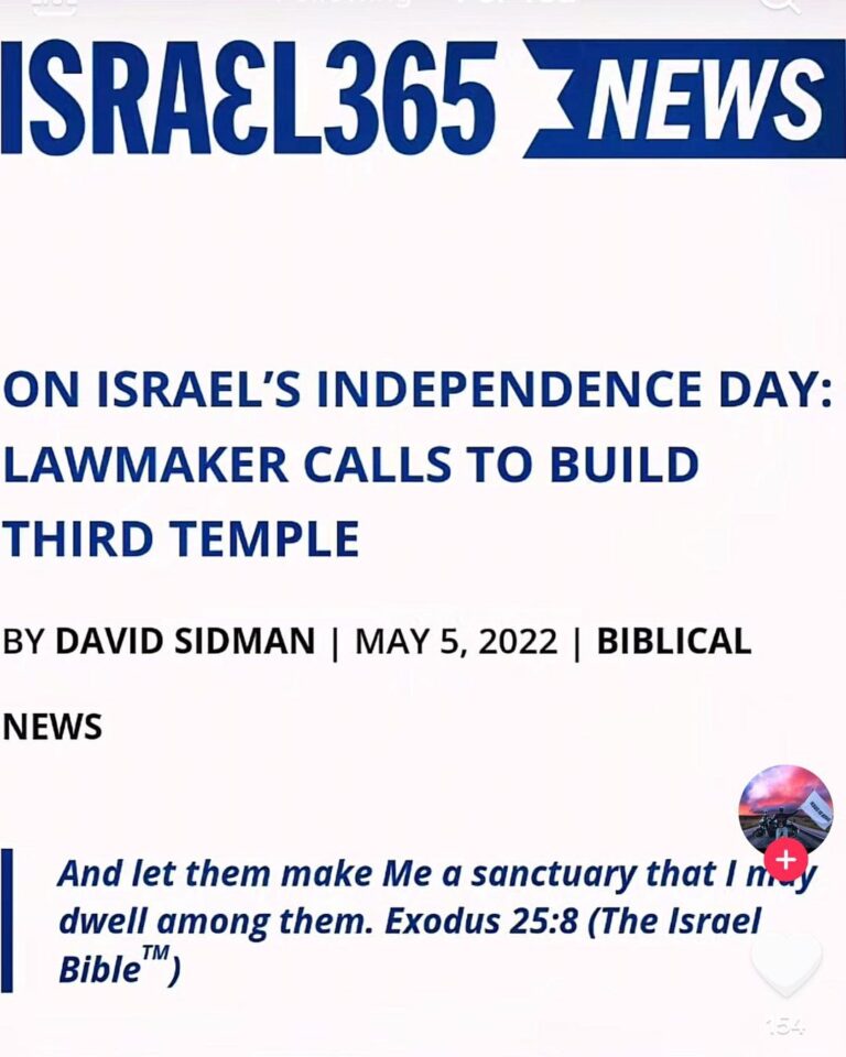 Read more about the article ON ISRAEL’S INDEPENDENCE DAY: LAWMAKER CALLS TO BUILD THIRD TEMPLE