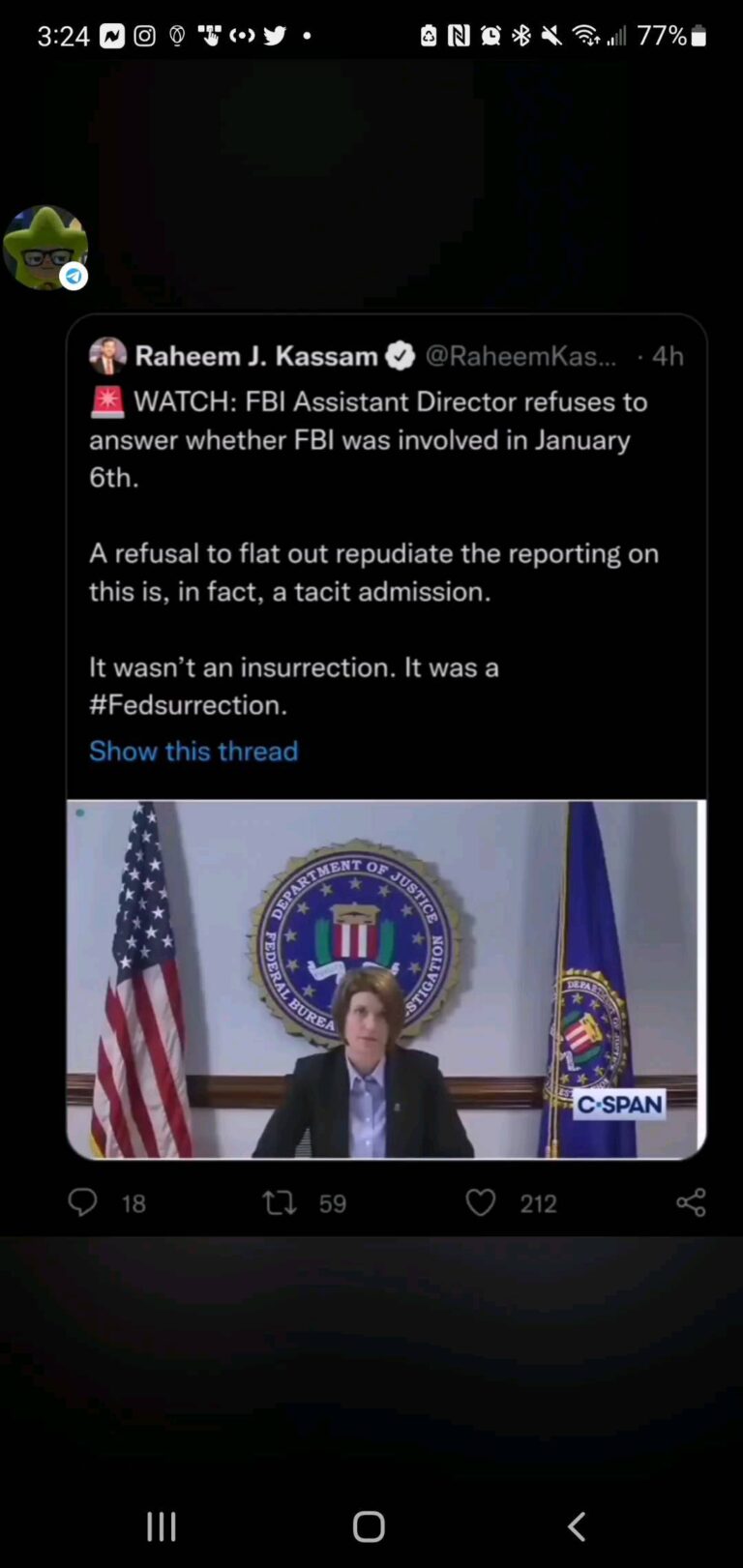 Read more about the article WATCH: FBI Assistant Director refuses to answer whether FBI was involved in January 6th. A refusal to flat out repudiate the reporting on this is, in fact, a tacit admission. It wasn’t an insurrection. It was a #Fedsurrection.