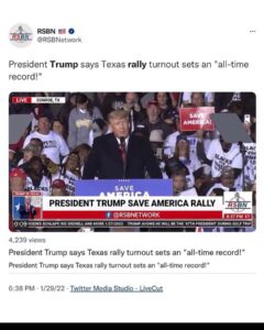 Read more about the article President Trump says Texas rally turnout sets an “all-time record!”