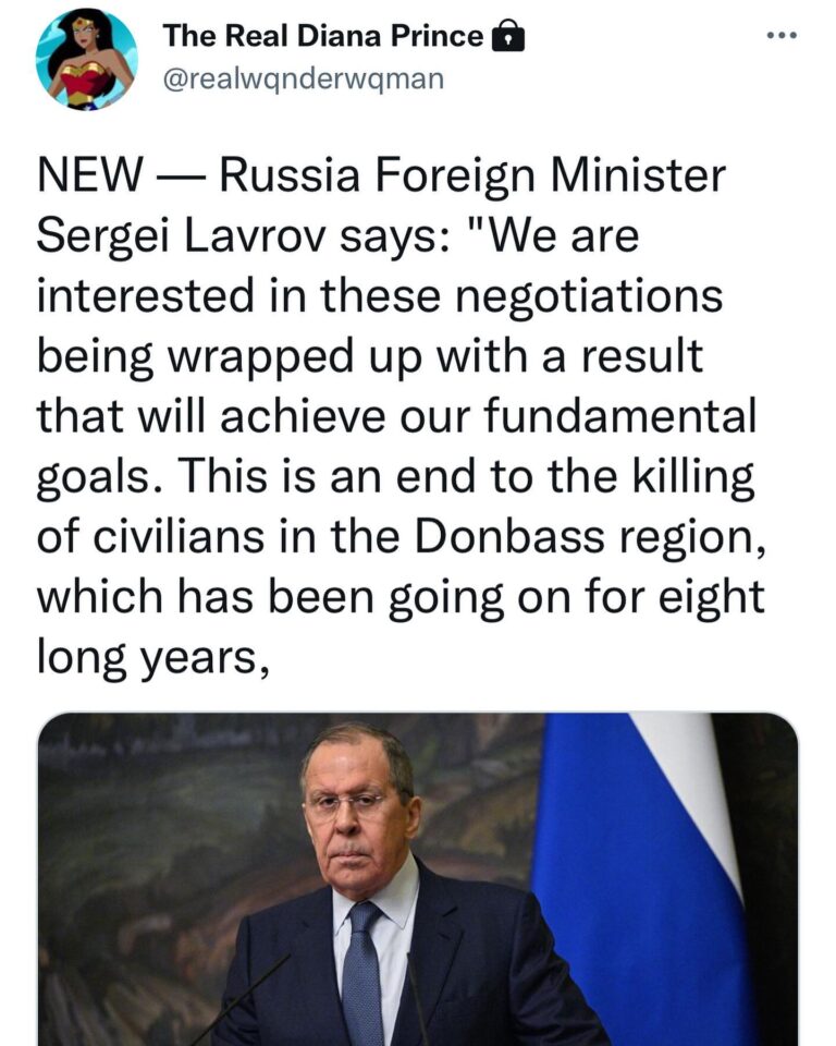 Read more about the article NEW — Russia Foreign Minister Sergei Lavrov says: “We are interested in these negotiations being wrapped up with a result that will achieve our fundamental goals. This is an end to the killing of civilians in the Donbass region, which has been going on for eight long years,