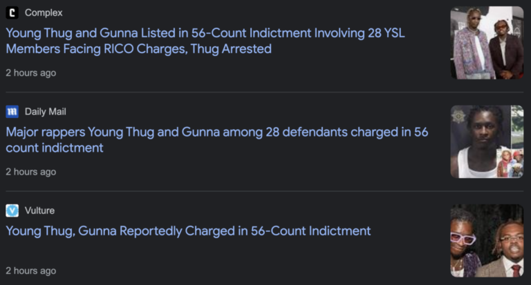 Read more about the article Young Thug & Gunna listed in 56-count indictment facing RICO Charges, May 9, 2022