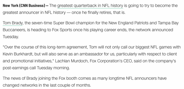 Read more about the article Tom Brady announces he will be an ‘announcer’ for FOX Sports after his retirement, Tuesday, May 10, 2022