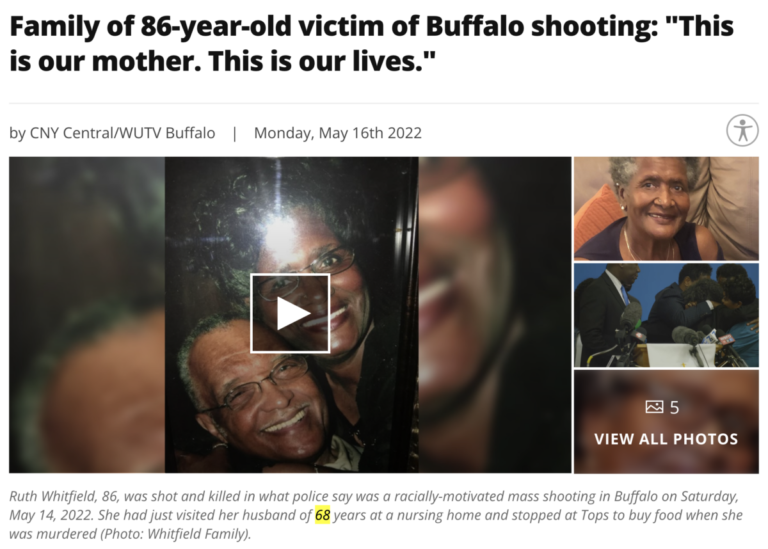 Read more about the article The 68 overload in the Buffalo shooting | Ruth Whitfield, Sandra & Dave Komoroff & the March 8, 2022 casing of Tops