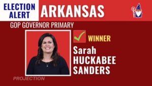 Read more about the article Former White House Press Secretary Sarah Huckabee Sanders Wins Arkansas GOP Gubernatorial Race in Landslide