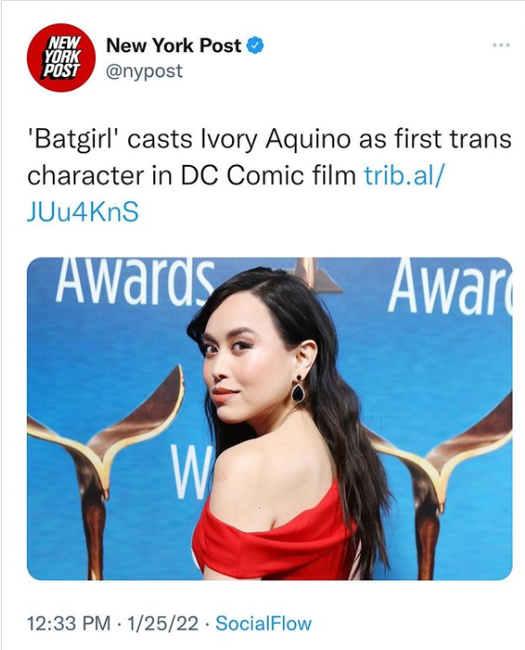 Read more about the article Batman you meant – ‘Batgirl’ casts Ivory Aquino as first trans character in DC Comic film trib.al/