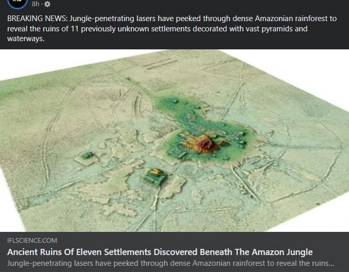 Read more about the article BREAKING NEWS: Jungle-penetrating lasers have peaked through dense Amazonian rainforest to reveal the ruins of 11 previously  unknown settlements decorated with vast pyramids and waterways.