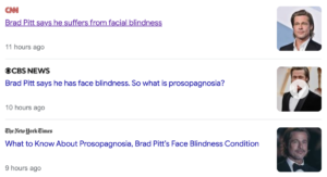 Read more about the article Bradd Pitt’s facial blindness makes headlines, July 7, 2022, 201-days after Brad Pitt’s 58th birthday