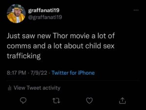Read more about the article Just saw new Thor movie a lot of comms and a lot about child sex trafficking