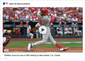 Read more about the article Phillies win first game in MLB postseason after long absence from Fall Classic, October 7, 2022