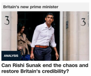 Read more about the article Britain new prime minister Rishi Sunak, the first of color, at age 42, October 24, 2022