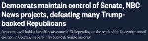 Read more about the article Democrats secure 50th seat with Catherine Cortez Mastoâ€™s November 12, 2022 win, on the 229th day of her age