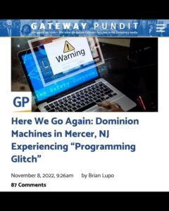 Read more about the article Here We Go Again: Dominion Machines in Mercer, NJ Experiencing “Programming Glitch” – No matter what , DO NOT GET OFF THE LINE UNTIL YOU VOTE !! They can try to cheat, they will try their hardest , but it’s not going to work.