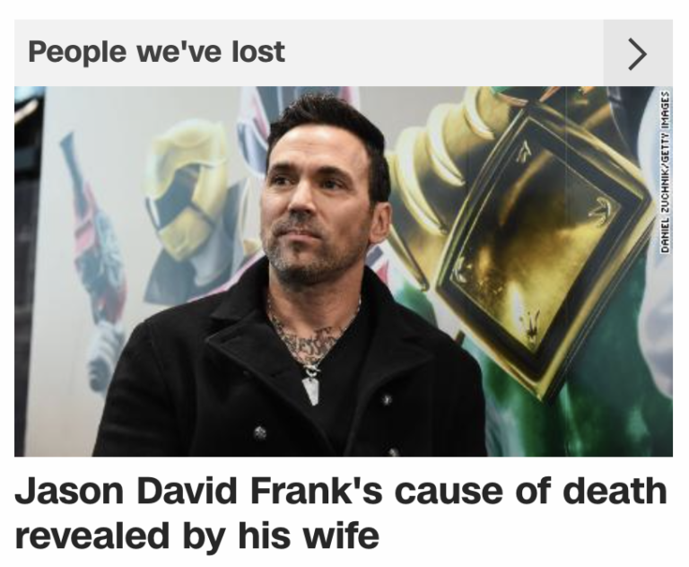 Read more about the article Jason David Frank’s death confirmed as suicide, December 1, 2022 (and CNN’s 9:49 post)