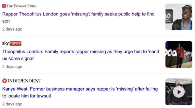 Read more about the article Rapper Theophilus London reported missing at the same time Kanye West is reported missing, December 29, 2022