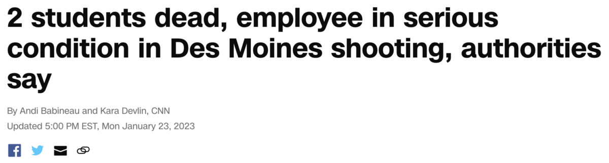 You are currently viewing Two students killed in Stars Right Here shooting, Des Moines, Iowa, January 23, 2023