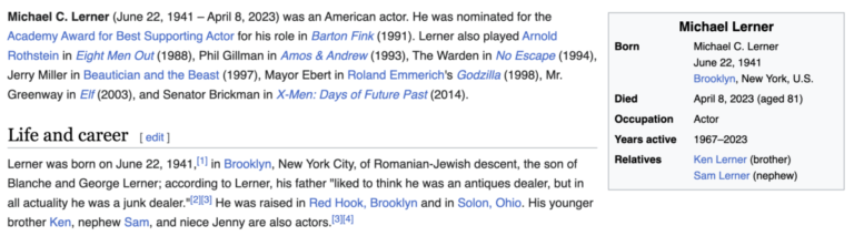 Read more about the article Michael C. Lerner, ‘Barton Fink’ actor, dead at 81
