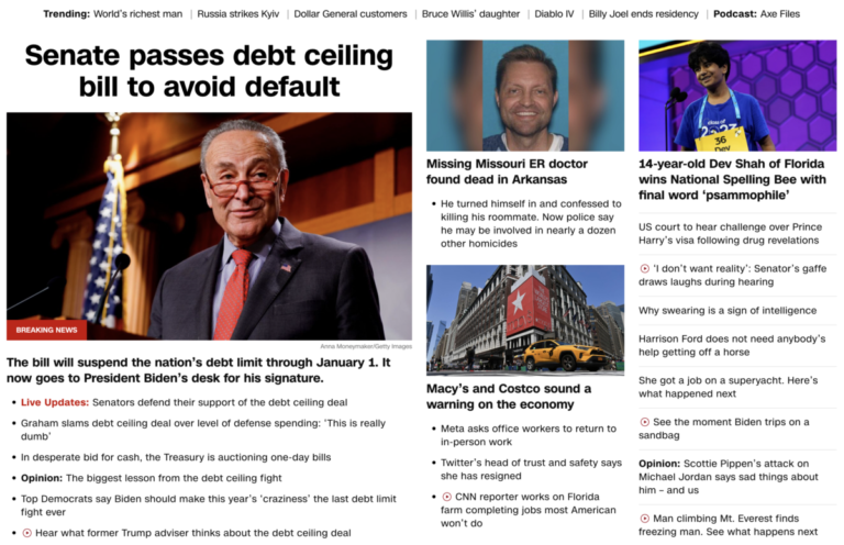 Read more about the article Senate passes debt ceiling bill with 63 votes, June 1, 2023 (and Chuck the Schmuck)