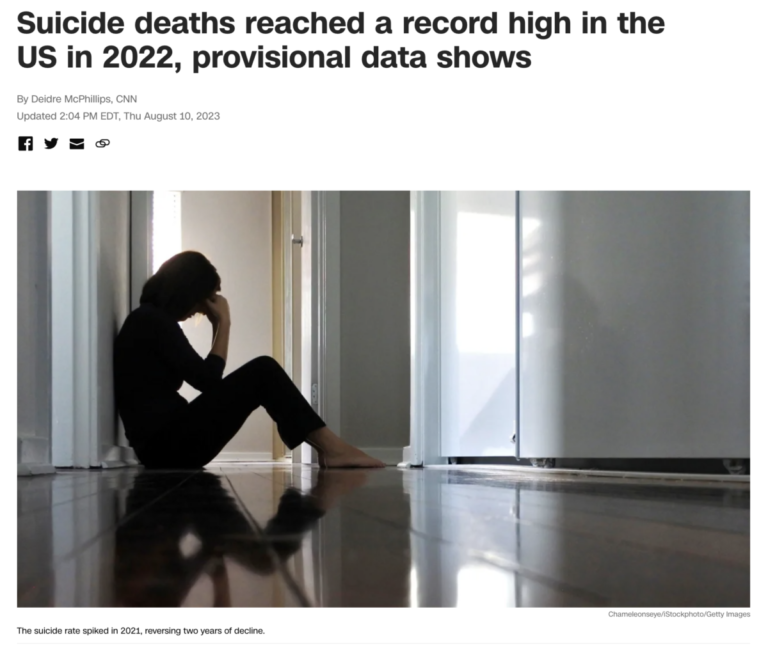 Read more about the article Suicide deaths reached a record high in the US in 2022, the year of the new federal suicide prevention line