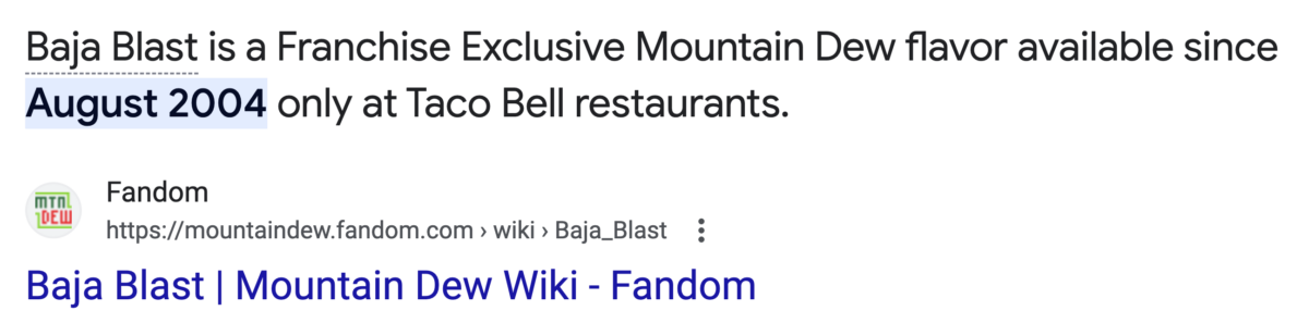 You are currently viewing Mountain Dew Baja Blast’s exclusive launch in Taco Bell, August 2004