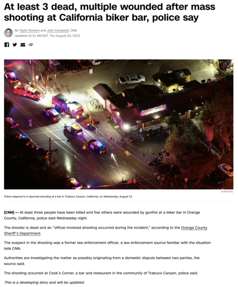Read more about the article At least 3 dead in Orange County shooting, Wednesday, August 23, 2023