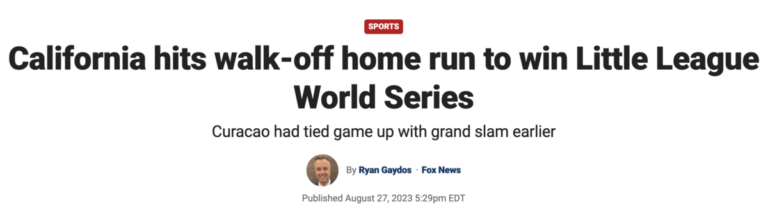 Read more about the article California hits walk-off home run to win Little League World Series, Sunday, August 27, 2023